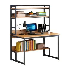 Γραφείο Damp pakoworld με ραφιέρα-MDF φυσικό-μαύρο 100x60x154εκ |  Γραφεία στο espiti