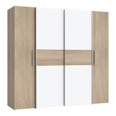 Ντουλάπα ρούχων Closet pakoworld τετράφυλλη sonoma oak-λευκό μελαμίνης 200x61.5x190.5εκ |  Ντουλάπες ρούχων στο espiti