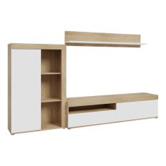 Σύνθετο σαλονιού Zorbi pakoworld λευκό-sonoma oak μελαμίνης 265x41x158.5εκ |  Συνθέσεις σαλονιού στο espiti