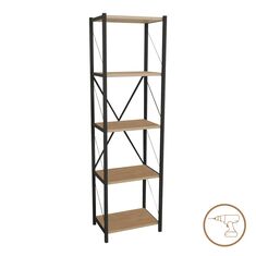 Βιβλιοθήκη Glase pakoworld oak μελαμίνης-μαύρο μέταλλο 40x30x150εκ |  Βιβλιοθήκες στο espiti