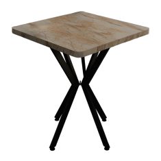 Τραπέζι Prestone pakoworld λευκό μαρμάρου μελαμίνης-μαύρο μέταλλο 70x70x75εκ |  Τραπέζια στο espiti