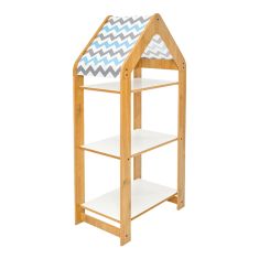 Ραφιέρα Montessori Zoilen I pakoworld λευκό-φυσικό-μπλε mdf 50x30x100εκ |  Ντουλάπια στο espiti