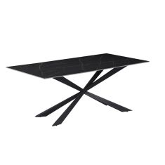 Τραπέζι Cozline Inart μαύρο μαρμάρου sintered stone-πόδι μαύρο μέταλλο 180x90x76εκ |  Τραπέζια στο espiti