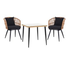 Τραπεζαρία Naoki σετ 3 τεμ pakoworld μέταλλο μαύρο-pe φυσικό-γυαλί 80x80x78εκ |  Σετ τραπεζαρία κήπου στο espiti