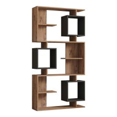 Βιβλιοθήκη Cubix pakoworld σε sonoma-ανθρακί απόχρωση 90x24,6x171,90εκ |  Βιβλιοθήκες στο espiti