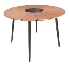 Τραπέζι Pinap pakoworld μαύρο αλουμίνιο και plywood σε φυσική απόχρωση Φ110x74εκ |  Επιπλα στο espiti
