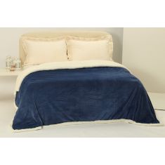 κουβέρτα fleece με sherpa (220cm x 240cm) μπλέ 6978000001003 SilkFashion |  Κουβέρτες fleece Υπέρδιπλες στο espiti