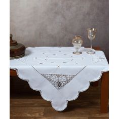 Καρέ με πλεκτό 1159 (90cm x 90cm) λευκό 6978000002811 SilkFashion |  Τραβέρσες  στο espiti