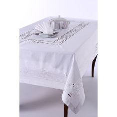 Χειροποίητο τραπεζομάντηλο 682 (120cm x 180cm) λευκό με 6 πετσετάκια 6978000003051 SilkFashion |  Τραπεζομάντηλα στο espiti