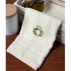 Δωδεκάδα πετσέτες χεριών (30cm x 50cm) ivory με στεφάνι ΚΡΗΤΗ 6978000004859 SilkFashion |  Πετσέτες Κουζίνας στο espiti