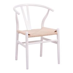Καρέκλα Wishbone pakoworld rubberwood-σχοινί σε λευκή απόχρωση 60x51x80εκ |  Καρέκλες στο espiti
