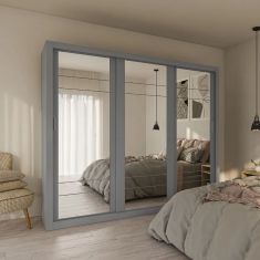 Ντουλάπα Grandio Γκρι με καθρέφτη 250x60x215cm AlphaB2B |  Ντουλάπες ρούχων στο espiti
