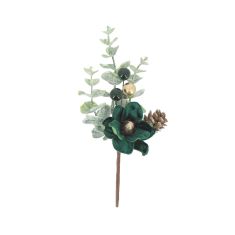 Beauty Home Κλαδί βελούδο σκούρο πράσινο με χρυσό 18 cm       |  Χριστουγεννιάτικα Διακοσμητικά στο espiti