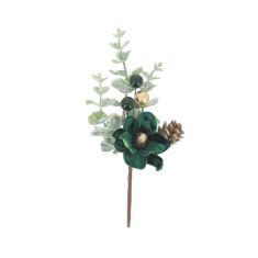 Beauty Home Κλαδί βελούδο σκούρο πράσινο με χρυσό 18 cm       |  Χριστουγεννιάτικα Διακοσμητικά στο espiti