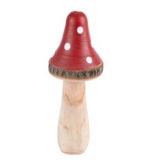 Beauty Home Μανιτάρι ξύλινο κόκκινο και λευκό Ø6 x 16 cm       |  Χριστουγεννιάτικα Διακοσμητικά στο espiti