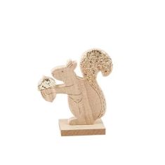 Beauty Home Σκίουρος ξύλινος με χρυσό γκλίτερ 10.5 x 11.7 cm       |  Χριστουγεννιάτικα Διακοσμητικά στο espiti