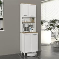 Έπιπλο κουζίνας Potter 2 Megapap χρώμα λευκό - rota oak 60x40x196,1εκ. |  Ντουλάπια στο espiti