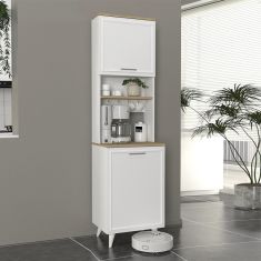 Έπιπλο κουζίνας Potter 1 Megapap χρώμα λευκό - rota oak 53,4x39,6x196,1εκ. |  Ντουλάπια στο espiti