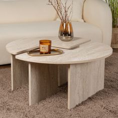 Τραπεζάκι σαλονιού σετ 2 τμχ Moira Megapap χρώμα travertine Ø90x41εκ. |  Τραπεζάκια σαλονιού στο espiti