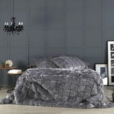 ΚΟΥΒΕΡΤΑ ΓΟΥΝΙΝΗ MORVEN KIBO H62- (ΓΚΡΙ) 230x250+2(50x75) |  Κουβέρτες Γούνινες στο espiti