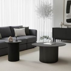 Tραπέζια σαλονιού Dovel pakoworld mdf σετ 2τεμ. μαύρο |  Τραπεζάκια σαλονιού στο espiti