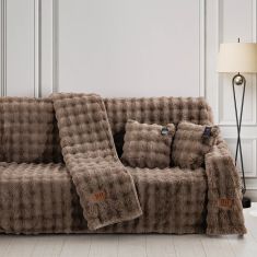 Beauty Home Γούνινο Σετ ριχτάρι 2τμχ Art 8722 (180x250+180x300) Μόκα       |  Ριχτάρια στο espiti