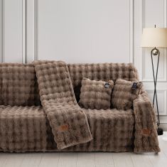 Beauty Home Γούνινο Σετ ριχτάρι 3τμχ Art 8722 (180x160+180x250+180x300) Μόκα       |  Ριχτάρια στο espiti