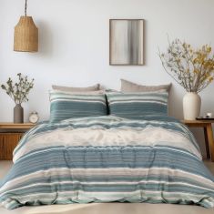 Beauty Home Σετ σεντόνια φανελένια υπέρδιπλα με λάστιχο Monet Art 12331 170x200+32 Πράσινο       |  Σεντόνια Υπέρδιπλα / King Size στο espiti