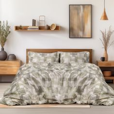 Beauty Home Σετ σεντόνια φανελένια υπέρδιπλα με λάστιχο Degas Art 12337 170x200+32 Πράσινο       |  Σεντόνια Υπέρδιπλα / King Size στο espiti