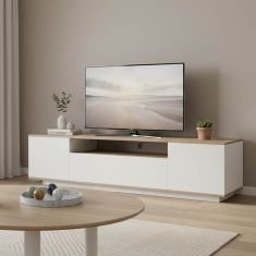 Έπιπλο τηλεόρασης Winey pakoworld σε sonoma-λευκή απόχρωση 180x44.5x44.5εκ |  Έπιπλα τηλεόρασης στο espiti