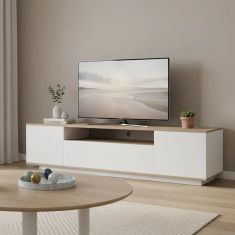 Έπιπλο τηλεόρασης Winey pakoworld σε sonoma-λευκή απόχρωση 180x44.5x44.5εκ |  Έπιπλα τηλεόρασης στο espiti