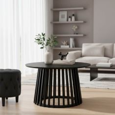 Τραπέζι σαλονιού Domonic pakoworld mdf σε μαύρη απόχρωση Φ80x45εκ |  Τραπεζάκια σαλονιού στο espiti