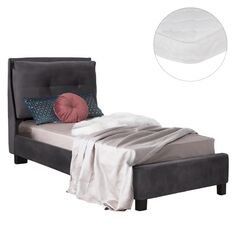 ΚΡΕΒΑΤΙ ΜΕ ΣΤΡΩΜΑ RILEY HM21282.01 ΓΚΡΙ ΒΕΛΟΥΔΟ--ΓΙΑ 90x200εκ |  Κρεβάτια στο espiti