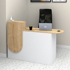 Γραφείο υποδοχής - reception Rezio Megapap χρώμα λευκό - φυσικό οξιάς 140x50x101,8εκ. |  Reception γραφείου στο espiti