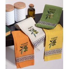 Σετ 12 τεμαχίων ποτηρόπανα (45cm x 65cm) καρπός ελιάς THASOS 6978000003378 SilkFashion |  Πετσέτες Κουζίνας στο espiti