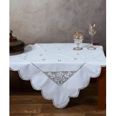 Καρέ με πλεκτό 1155 (90cm x 90cm) λευκό 6978000002839 SilkFashion |  Τραβέρσες  στο espiti