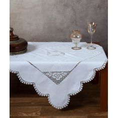 Καρέ με πλεκτό 1153 (90cm x 90cm) λευκό 6978000002840 SilkFashion |  Τραβέρσες  στο espiti