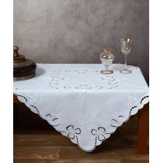 Χειροποίητο κοφτό καρέ 604 (90cm x 90cm) λευκό 6978000002843 SilkFashion |  Τραπεζομάντηλα στο espiti