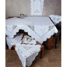 Πλεκτό με ύφασμα σετ 7 τεμαχίων 2253 (140cm x 140cm/90cm x 90cm/50cm x 150cm/60cm x 60cm x 2/40cm x 40cm x 2) λευκό 6978000002967 SilkFashion |  Τραβέρσες  στο espiti