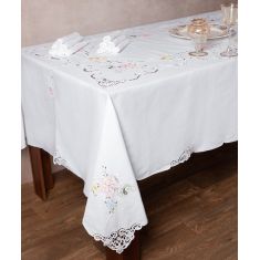 Χειροποίητο τραπεζομάντηλο 800a (160cm x 300cm) λευκό με χρώμα 6978000004964 SilkFashion |  Τραβέρσες  στο espiti