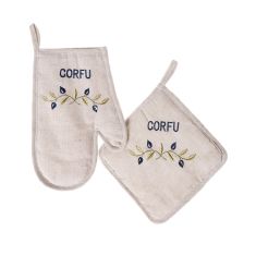 Γάντι πιάστρα CORFU (σετ 2 τεμαχίων) μπλέ 6978000004987 SilkFashion |  Ποδιές - Πιάστρες στο espiti