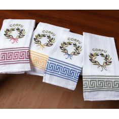 Σετ 12 τεμαχίων ποτηρόπανα (45cm x 65cm) στεφάνι CORFU 5206978169304 SilkFashion |  Πετσέτες Κουζίνας στο espiti
