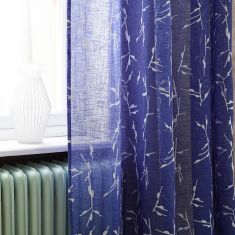 Κουρτίνα με σιρίτι 140x280cm GOFIS HOME  Leaf Marine Blue 535/ 09 |  Ετοιμες μονοχρωμες κουρτίνες στο espiti