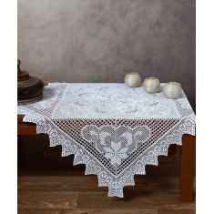 Χειροποίητο μερσεριζέ πλεκτό καρέ 103 (90cm x 90cm) λευκό 6978000002834 SilkFashion |  Τραβέρσες  στο espiti