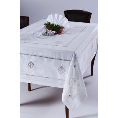 Χειροποίητο τραπεζομάντηλο 8702 (170cm x 270cm) λευκό 6978000003064 SilkFashion |  Τραπεζομάντηλα στο espiti