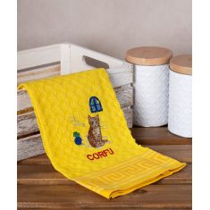 Σετ 12 τεμαχίων ποτηρόπανα γκοφρέ (50cm x 70cm) κίτρινο γάτα CORFU 6978000004213 SilkFashion |  Πετσέτες Κουζίνας στο espiti