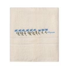 Πετσέτα Σώματος ( 100cm x 150cm ) Ivory με Σιέλ Λουλούδι 5206978161513 SilkFashion |  Σετ Πετσέτες στο espiti