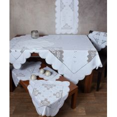 Πλεκτό με ύφασμα σετ 7 τεμαχίων 2315 (140cm x 140cm/90cm x 90cm/50cm x 150cm/60cm x 60cm x 2/40cm x 40cm x 2) λευκό 6978000002968 SilkFashion |  Τραβέρσες  στο espiti