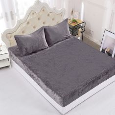 Fleece σεντόνι με λάστιχο και μαξιλαροθήκες (160cm x 200cm + 35cm) σκούρο γκρί 5206978082757 SilkFashion |  Σεντόνια Υπέρδιπλα / King Size στο espiti