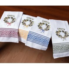 Σετ 12 τεμαχίων ποτηρόπανα (45cm x 65cm) στεφάνι CRETE 5206978169335 SilkFashion |  Πετσέτες Κουζίνας στο espiti